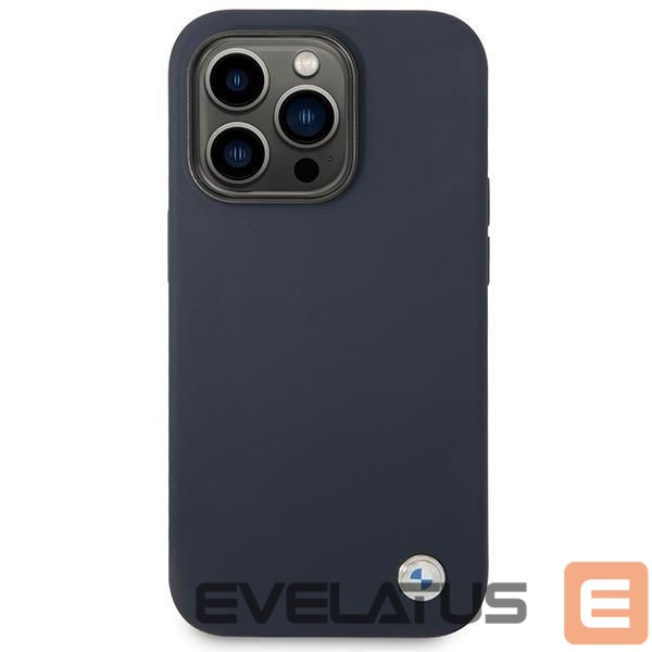 Nugarėlės dėklai BMW Case BMW BMHMP14XSILNA iPhone 14 Pro Max 6.7" navy blue/navy Silicone Metal Logo MagSafe