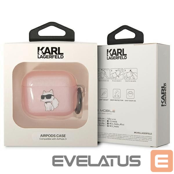 Nugarėlės dėklai Karl Lagerfeld Karl Lagerfeld KLA3HNCHTCP Airpods 3 cover pink/pink Ikonik Choupette