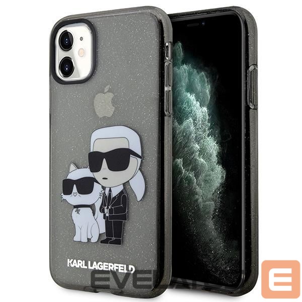 Nugarėlės dėklai Karl Lagerfeld Karl Lagerfeld KLHCN61HNKCTGK iPhone 11 / Xr 6.1" black/black hardcase Gliter Karl&Choupette