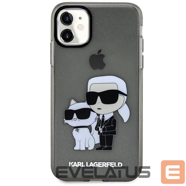 Nugarėlės dėklai Karl Lagerfeld Karl Lagerfeld KLHCN61HNKCTGK iPhone 11 / Xr 6.1" black/black hardcase Gliter Karl&Choupette