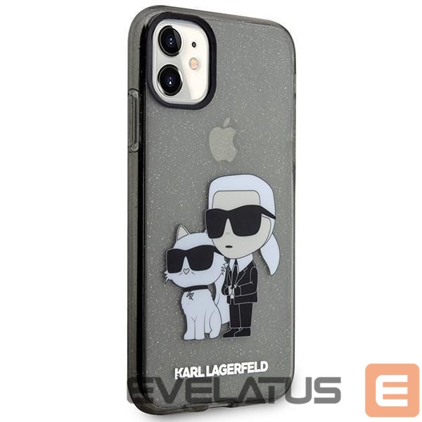 Nugarėlės dėklai Karl Lagerfeld Karl Lagerfeld KLHCN61HNKCTGK iPhone 11 / Xr 6.1" black/black hardcase Gliter Karl&Choupette