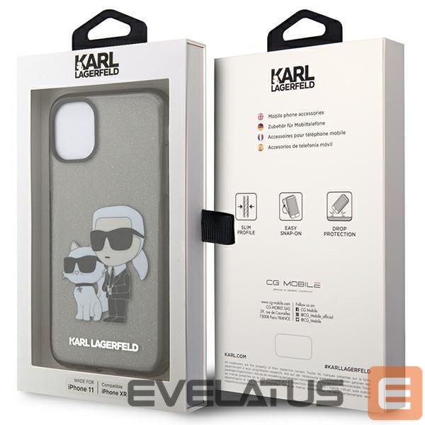Nugarėlės dėklai Karl Lagerfeld Karl Lagerfeld KLHCN61HNKCTGK iPhone 11 / Xr 6.1" black/black hardcase Gliter Karl&Choupette