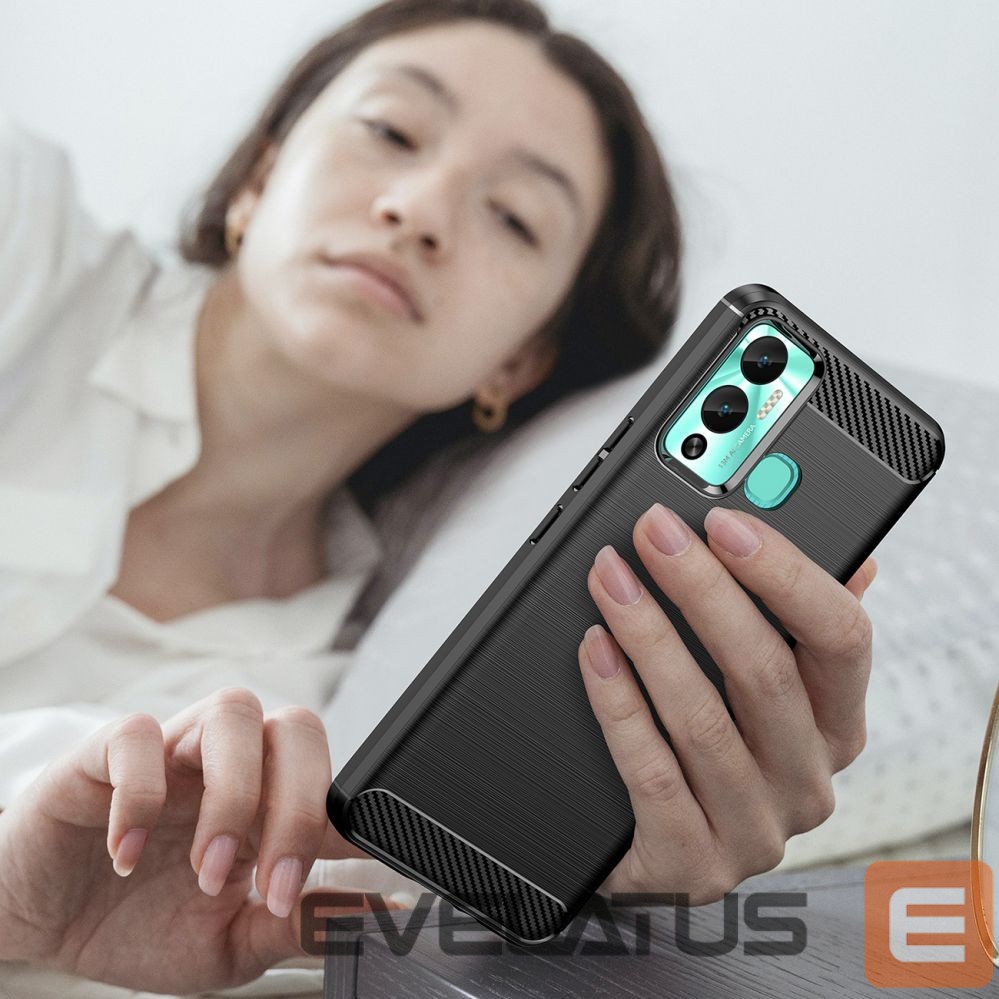 Nugarėlės dėklai Hurtel Carbon Case case for Infinix Hot 12 Play NFC / Hot 12 Play flexible silicone carbon cover black