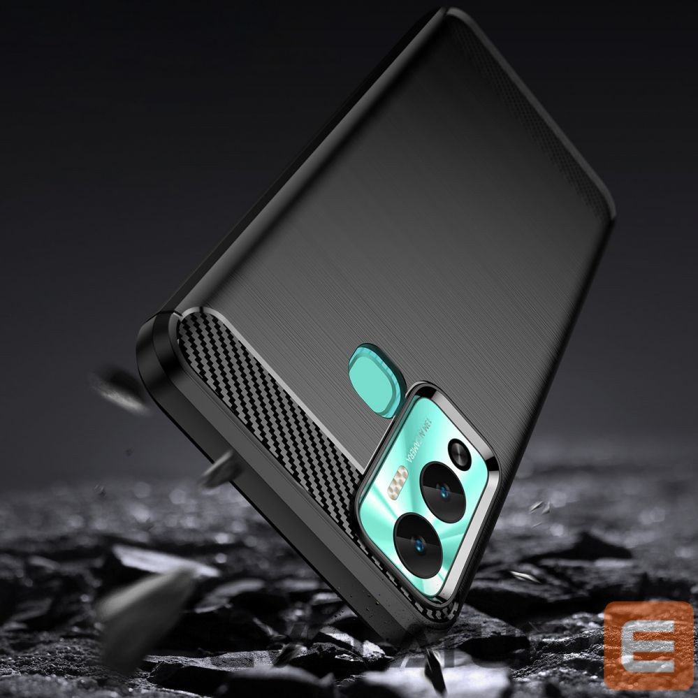 Nugarėlės dėklai Hurtel Carbon Case case for Infinix Hot 12 Play NFC / Hot 12 Play flexible silicone carbon cover black
