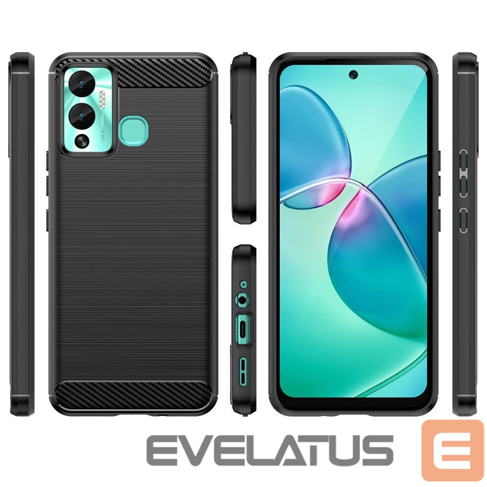 Nugarėlės dėklai Hurtel Carbon Case case for Infinix Hot 12 Play NFC / Hot 12 Play flexible silicone carbon cover black