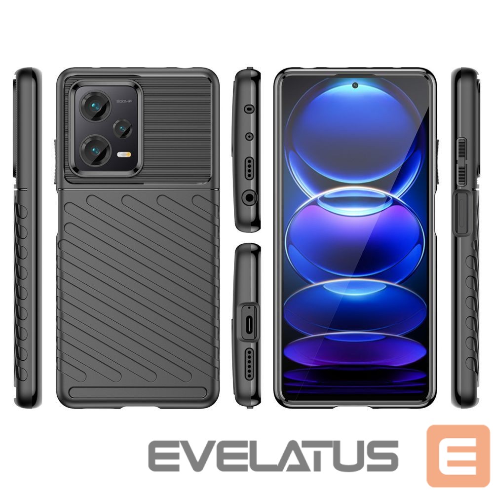 Nugarėlės dėklai Hurtel Thunder Case case for Xiaomi Redmi Note 12 Pro+ silicone armor case black