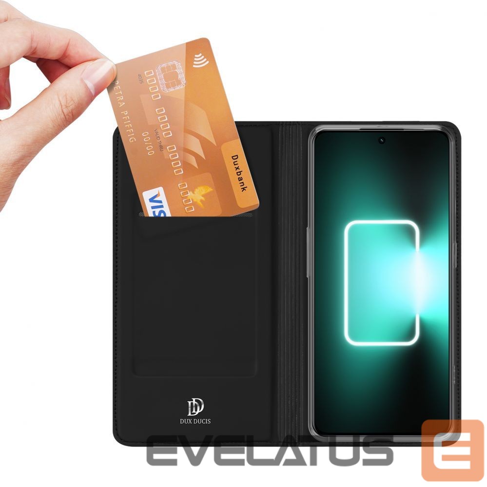 Nugarėlės dėklai Dux Ducis Dux Ducis Skin Pro Case For Realme GT Neo 5 / Realme GT3 Flip Cover Card Wallet Stand Black