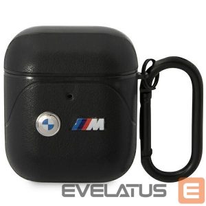 Nugarėlės dėklai BMW  BMW BMA222PVTK AirPods 1/2 cover black/black Leather Curved Line 