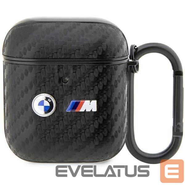Nugarėlės dėklai BMW BMW BMA2WMPUCA2 AirPods 1/2 cover black/black Carbon Double Metal Logo