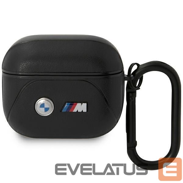 Nugarėlės dėklai BMW BMW BMA322PVTK AirPods 3 gen cover black/black Leather Curved Line