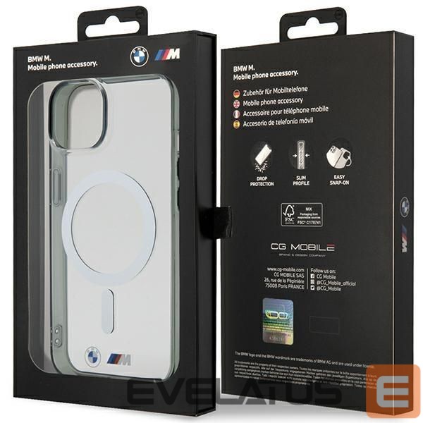 Nugarėlės dėklai BMW BMW Silver Ring MagSafe case for iPhone 14 Plus - transparent