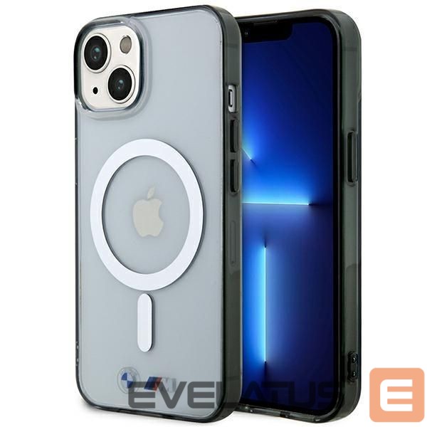 Nugarėlės dėklai BMW BMW BMHMP14SHCRS iPhone 14 6.1" case transparent hardcase Silver Ring MagSafe