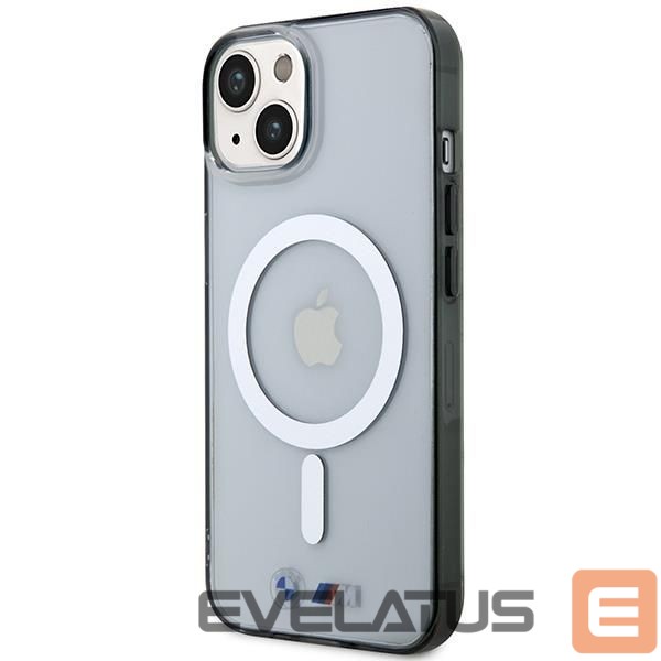 Nugarėlės dėklai BMW BMW BMHMP14SHCRS iPhone 14 6.1" case transparent hardcase Silver Ring MagSafe