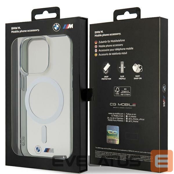 Nugarėlės dėklai BMW Case BMW BMHMP14XHCRS iPhone 14 Pro Max 6.7" transparent hardcase Silver Ring MagSafe