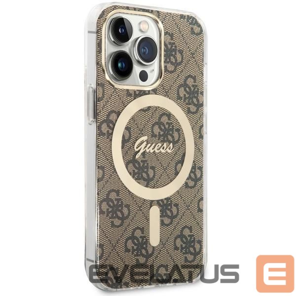 Nugarėlės dėklai Guess Guess GUHMP13LH4STW iPhone 13 Pro / 13 6.1" brown/brown hardcase 4G MagSafe