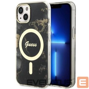 Nugarėlės dėklai Guess  Guess GUHMP14MHTMRSK iPhone 14 Plus 6.7" black/black hardcase Golden Marble MagSafe