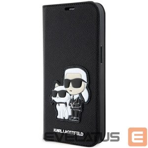 Nugarėlės dėklai Karl Lagerfeld  Karl Lagerfeld KLBKP14LSANKCPK iPhone 14 Pro 6.1" bookcase black/black Saffiano Karl & Choupette 