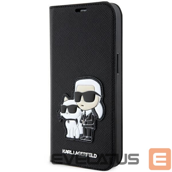 Nugarėlės dėklai Karl Lagerfeld Karl Lagerfeld KLBKP14LSANKCPK iPhone 14 Pro 6.1" bookcase black/black Saffiano Karl & Choupette