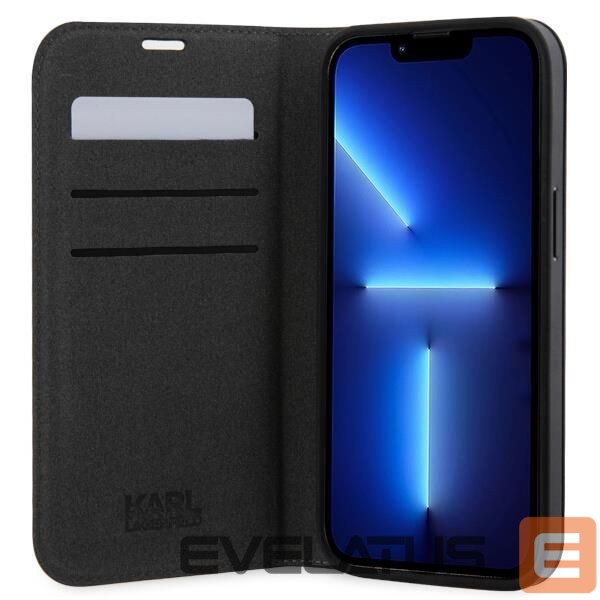 Nugarėlės dėklai Karl Lagerfeld Karl Lagerfeld KLBKP14LSANKCPK iPhone 14 Pro 6.1" bookcase black/black Saffiano Karl & Choupette