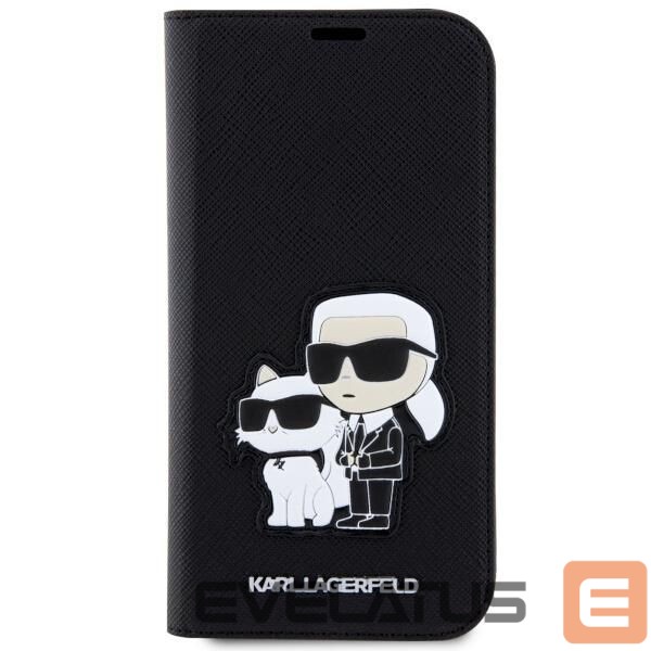 Nugarėlės dėklai Karl Lagerfeld Karl Lagerfeld KLBKP14LSANKCPK iPhone 14 Pro 6.1" bookcase black/black Saffiano Karl & Choupette