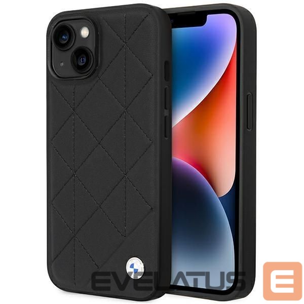 Nugarėlės dėklai BMW Case BMW BMHCP14S22RQDK iPhone 14 6.1" black/black Leather Quilted