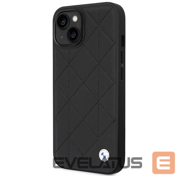 Nugarėlės dėklai BMW Case BMW BMHCP14S22RQDK iPhone 14 6.1" black/black Leather Quilted