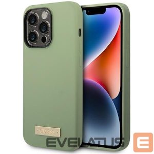 Nugarėlės dėklai Guess  Guess Silicone Logo Plate MagSafe case for iPhone 14 Pro Max - green 
