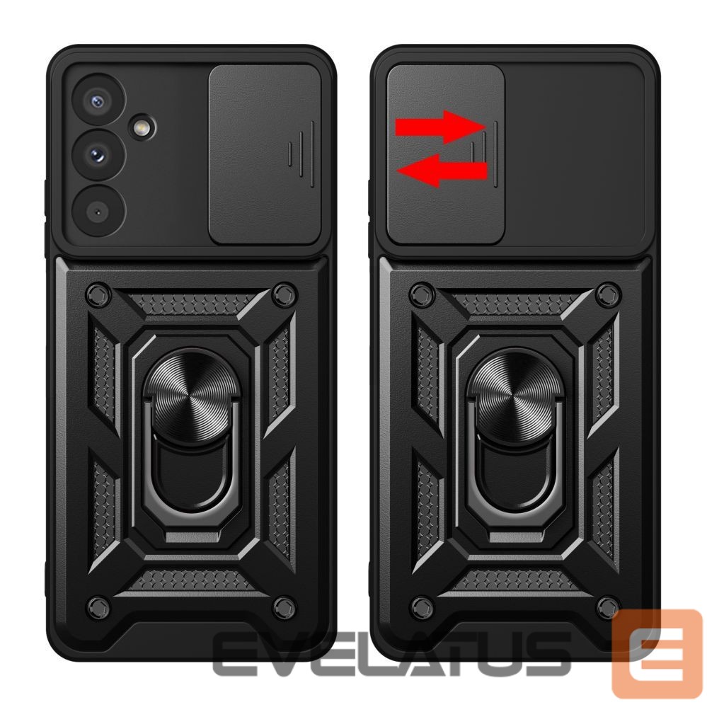 Nugarėlės dėklai Hurtel Hybrid Armor Camshield case for Samsung M14 with camera cover - black