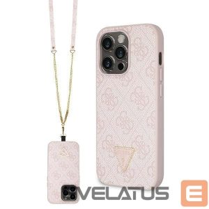 Nugarėlės dėklai Guess  Guess GUHCP14LP4TDSCPP case for iPhone 14 Pro - pink Crossbody 4G Metal Logo 