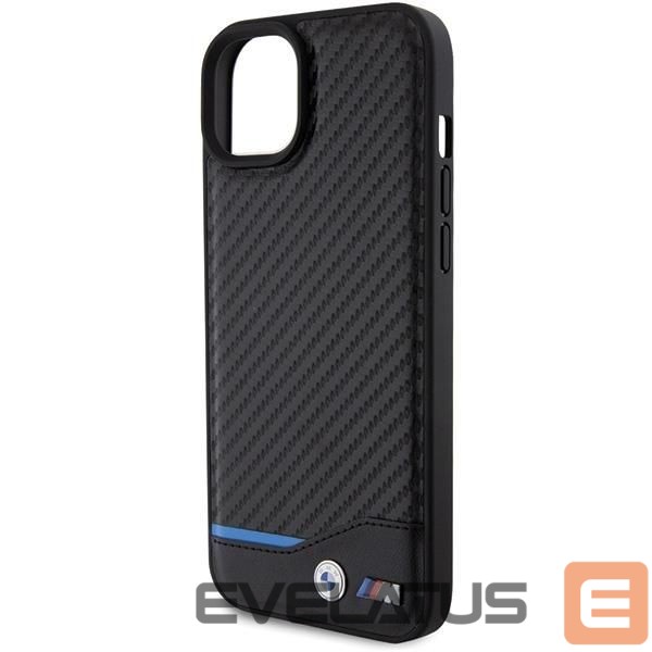 Nugarėlės dėklai BMW BMW Leather Carbon case for iPhone 15 Plus - black