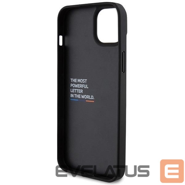 Nugarėlės dėklai BMW BMW Leather Carbon case for iPhone 15 Plus - black