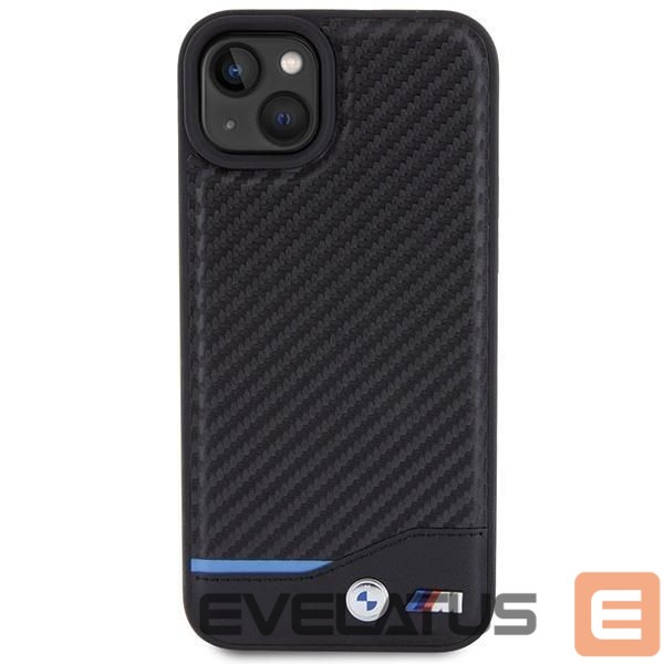 Nugarėlės dėklai BMW BMW Leather Carbon case for iPhone 15 Plus - black