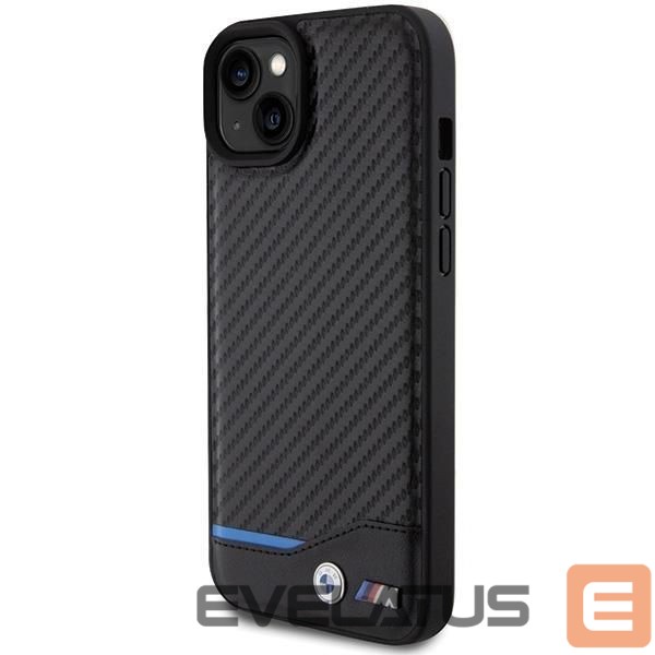 Nugarėlės dėklai BMW BMW Leather Carbon case for iPhone 15 Plus - black