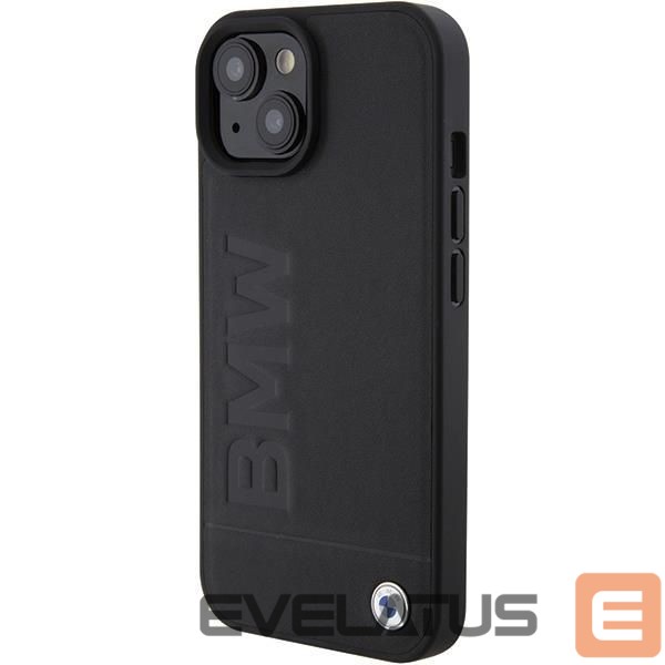 Nugarėlės dėklai BMW BMW Leather Hot Stamp case for iPhone 15 Plus - black