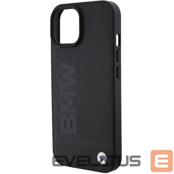 Nugarėlės dėklai BMW BMW Leather Hot Stamp case for iPhone 15 - black