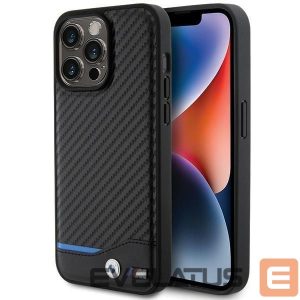 Nugarėlės dėklai BMW  BMW Leather Carbon case for iPhone 15 Pro Max - black 
