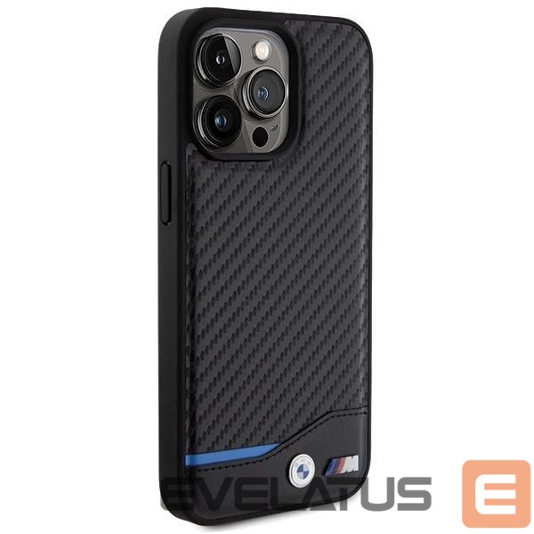 Nugarėlės dėklai BMW BMW Leather Carbon case for iPhone 15 Pro Max - black