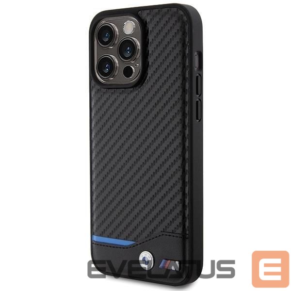 Nugarėlės dėklai BMW BMW Leather Carbon case for iPhone 15 Pro Max - black