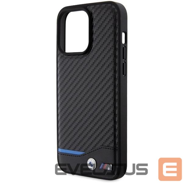 Nugarėlės dėklai BMW BMW Leather Carbon case for iPhone 15 Pro Max - black