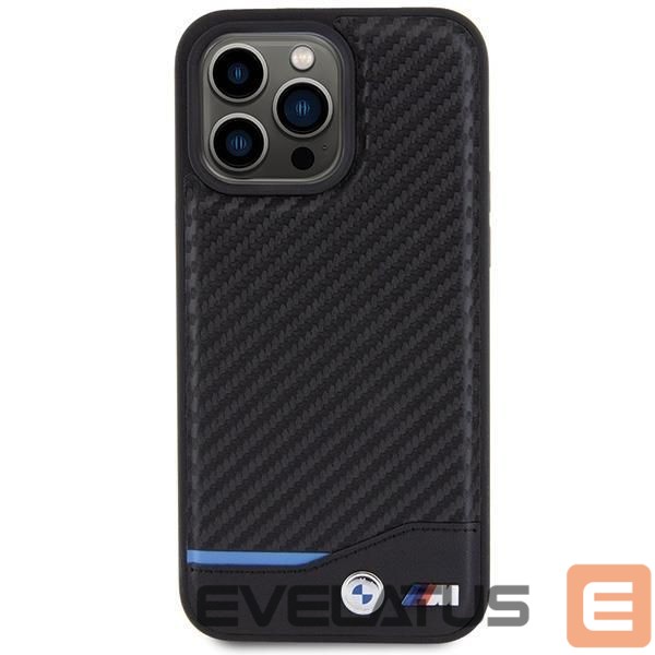 Nugarėlės dėklai BMW BMW Leather Carbon case for iPhone 15 Pro Max - black