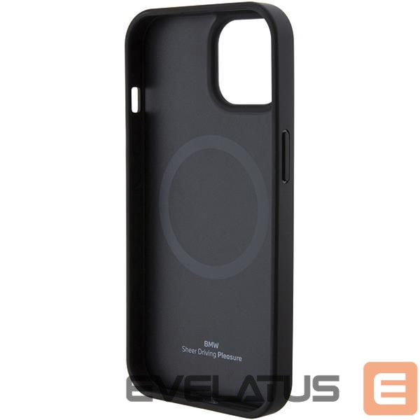 Nugarėlės dėklai BMW BMW MagSafe Leather Hot Stamp case for iPhone 15 Plus - black