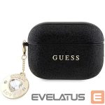 Nugarėlės dėklai Guess  Guess GUAP2PGEHCDK case for AirPods Pro 2 cover - black Fixed Glitter Heart Diamond Charm 