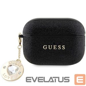 Nugarėlės dėklai Guess  Guess GUAP2PGEHCDK case for AirPods Pro 2 cover - black Fixed Glitter Heart Diamond Charm 