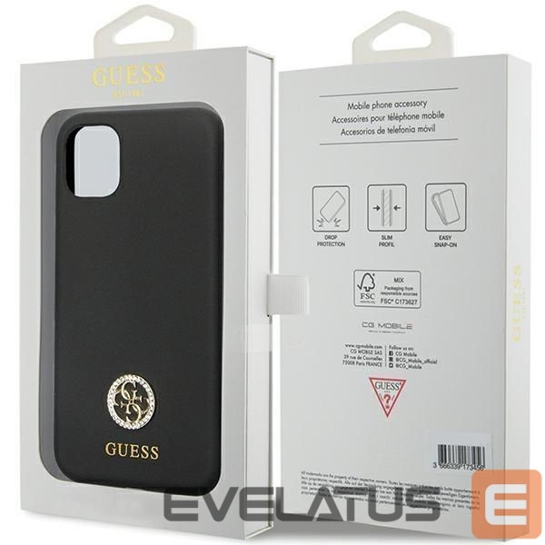 Nugarėlės dėklai Guess Guess GUHCN614DGPK Case for iPhone 11 / Xr - Black Silicone Logo Strass 4G