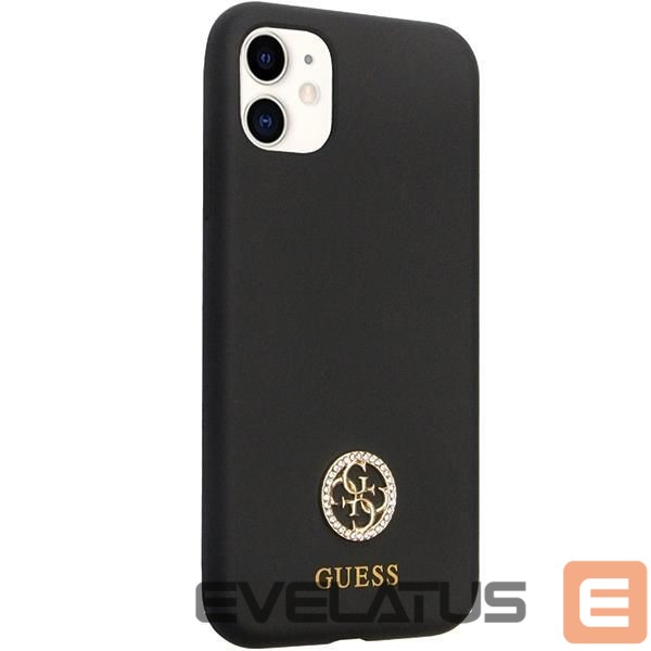 Nugarėlės dėklai Guess Guess GUHCN614DGPK Case for iPhone 11 / Xr - Black Silicone Logo Strass 4G
