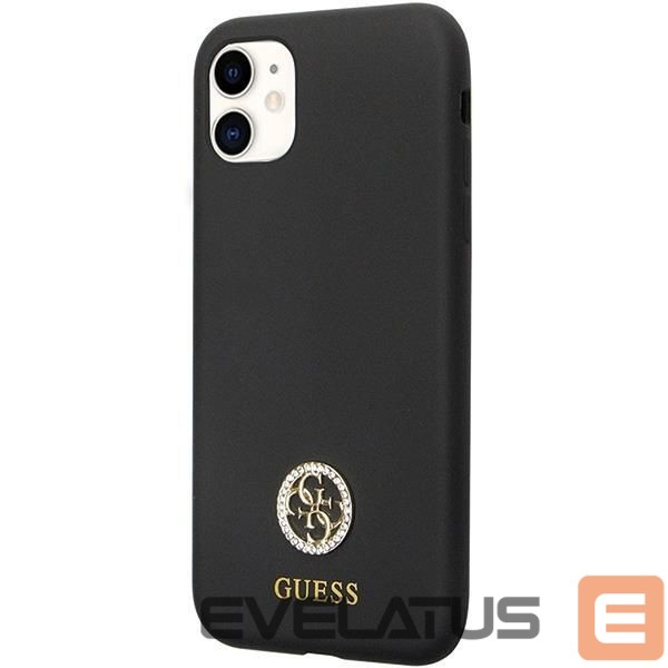 Nugarėlės dėklai Guess Guess GUHCN614DGPK Case for iPhone 11 / Xr - Black Silicone Logo Strass 4G