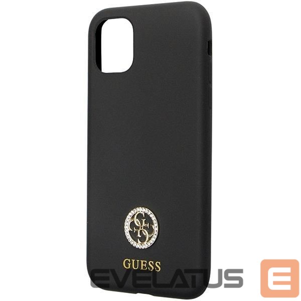 Nugarėlės dėklai Guess Guess GUHCN614DGPK Case for iPhone 11 / Xr - Black Silicone Logo Strass 4G