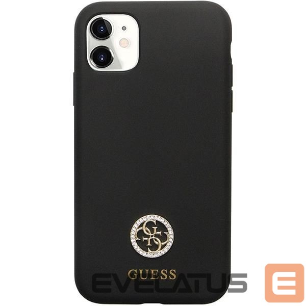 Nugarėlės dėklai Guess Guess GUHCN614DGPK Case for iPhone 11 / Xr - Black Silicone Logo Strass 4G