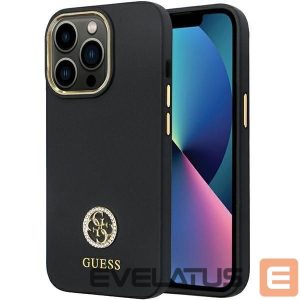 Nugarėlės dėklai Guess  Guess GUHCP13LM4DGPK case for iPhone 13 Pro / 13 - black Silicone Logo Strass 4G