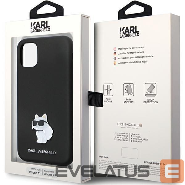 Nugarėlės dėklai Karl Lagerfeld Karl Lagerfeld KLHCN61SMHCNPK case for iPhone 11 / Xr - black Silicone C Metal Pin